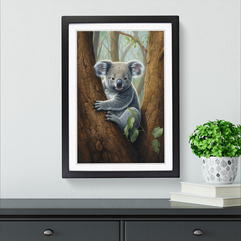 Koala Bear Symbolism Art - Framed Print, 64cm H x 46cm W x 2cm D, Black Framed