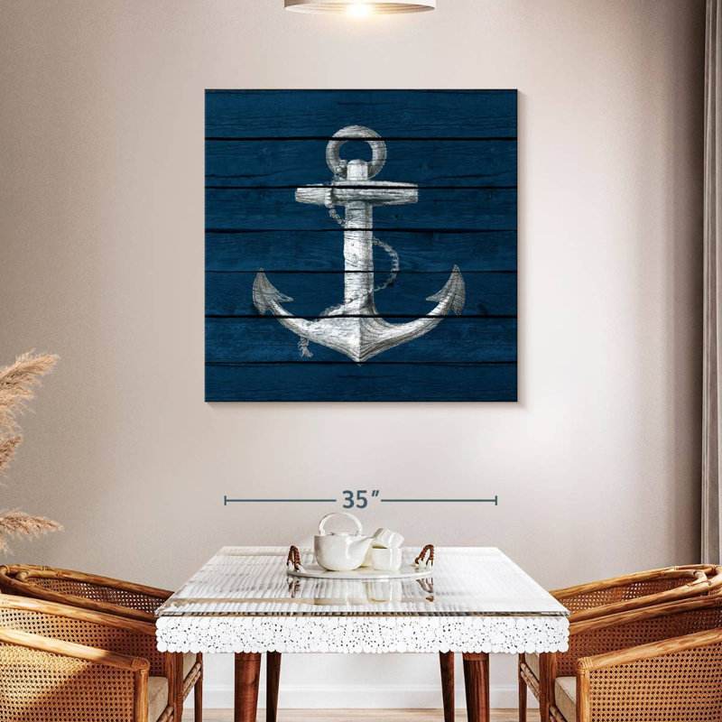 Aletra Anchor On Blue Wood, 39" H x 39" W