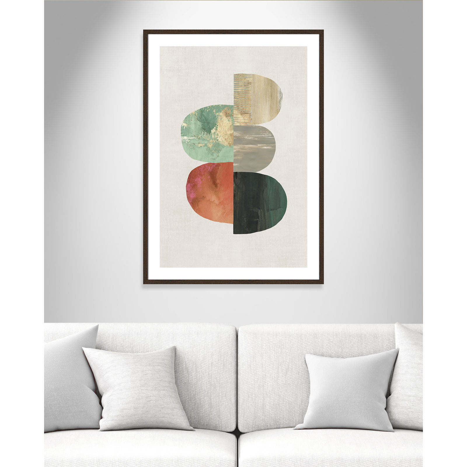 Evolving Energy I - Painting Print, Picture Framed Paper, 41.5" H x 29.5" W, Walnut Wood