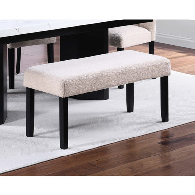 Classic 1Pc Dining Bench With Textured Soft Fabric Upholstery, Black Tapered Legs, 41" X 16" 19" H For Room And Neutral, Upholstered Fabric, Design