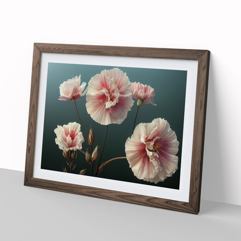 XH1022-6818X Peaceful Carnation Flowers 1 Piece Single Picture Frame Wall Art, 25cm H x 34cm W x 2cm D, Brown