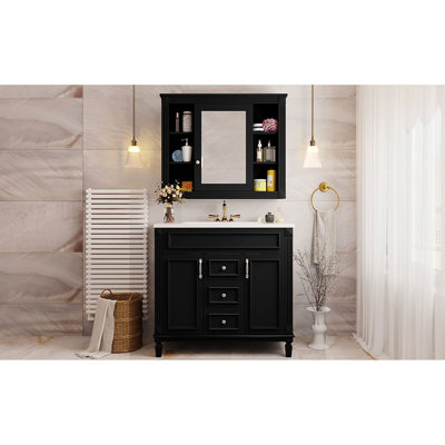 Astin Modern Bathroom Sink Vanity, 36'' Blue Mirror Cabinet, 2 Soft Closing Doors, Drawers Vanity With And Mirror, Doors