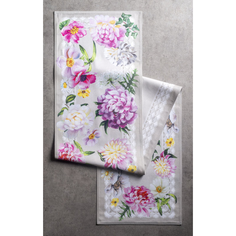 Floral 100% Cotton Table Runner, 72" L x 14.5" W