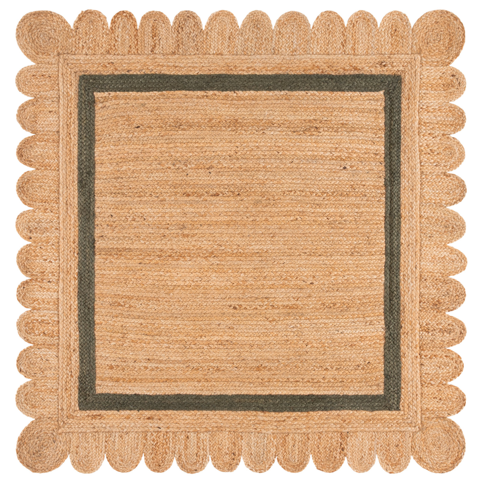 Inaki Hand-Woven Geometric Jute Rug, Square 6'