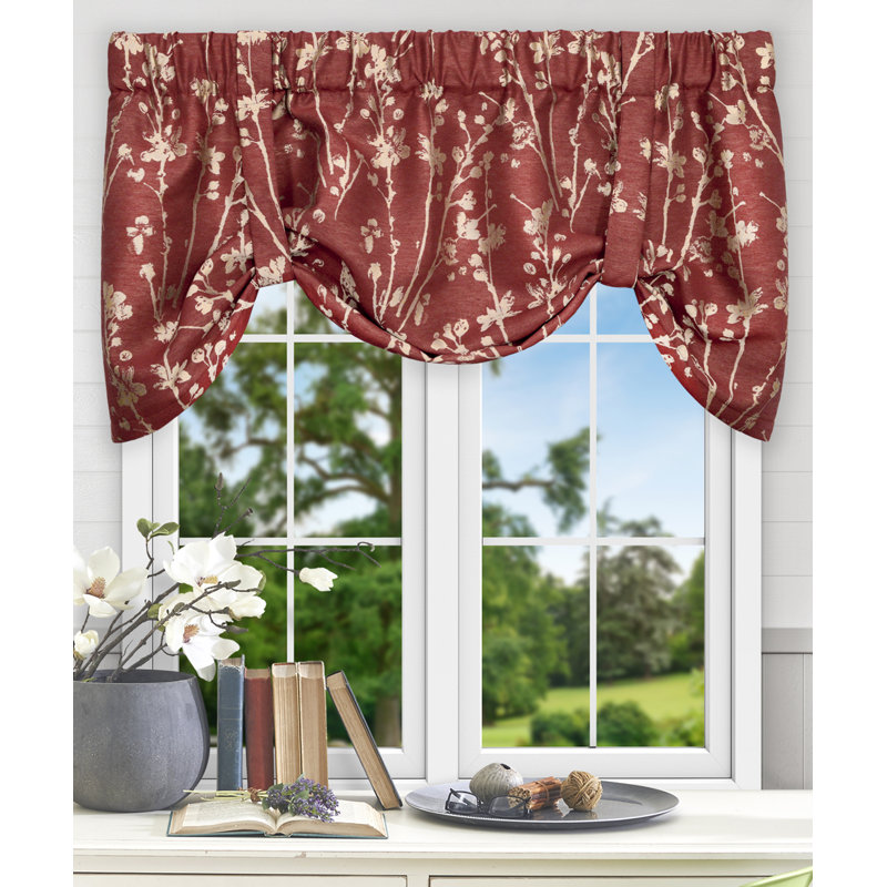 Mahtomedi Floral Tie-Up 50'' Window Valance, Cardinal
