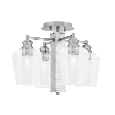 Lampe semi-encastrée 4 lumières Edge avec verre à bulles transparent 5 po