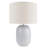 Set Of 2 Reactive Glazed Textured Grey Ceramic Table Light With Natural Linen Cylinder Fabric Shade