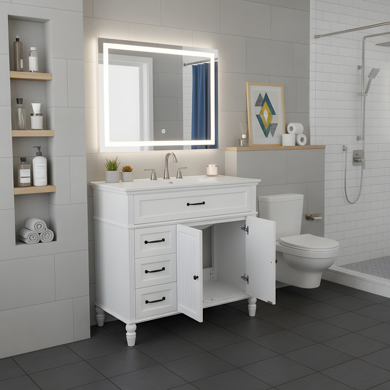 Meuble-lavabo 36 po avec lavabo en céramique, Blanc