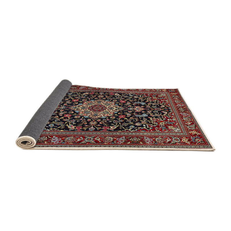 Tapis traditionnel rouge / noir Bowning, Rond 5 pi