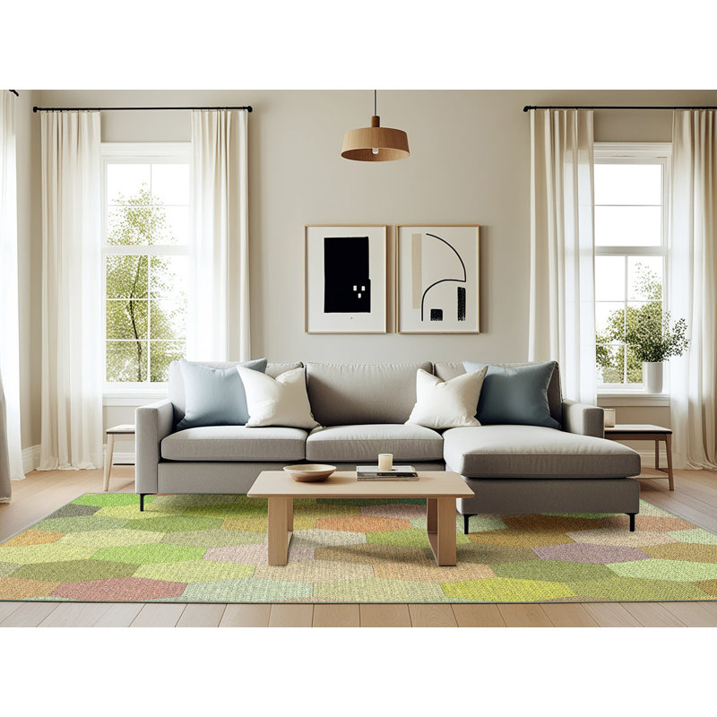 Tapis vert/brun à motifs Brimfield, Rectangle 6 pi x 9 pi
