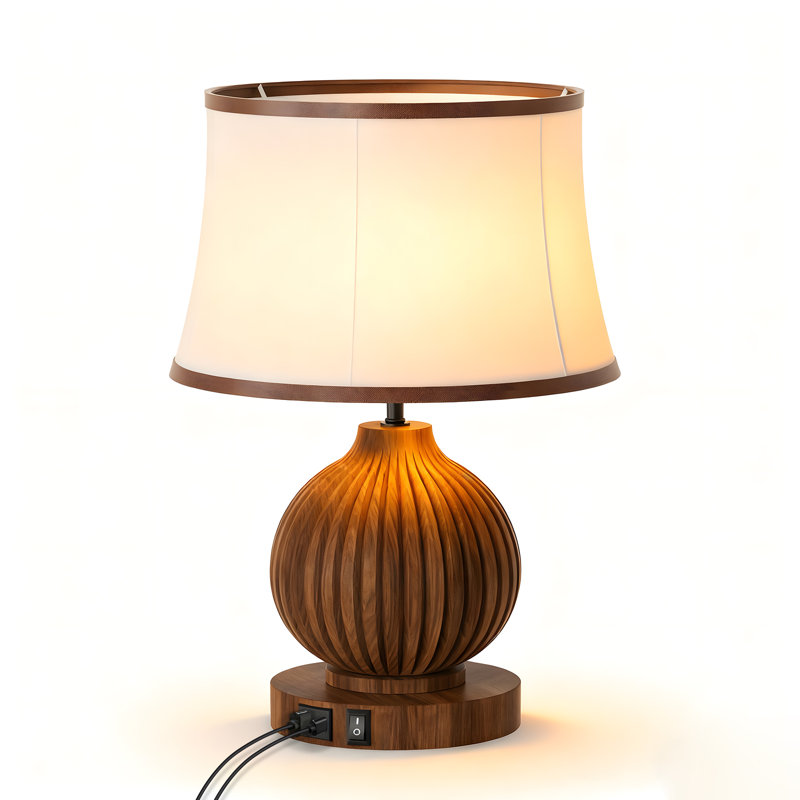 Lampe de table rétro en noyer pour table de chevet en forme d'oignon 110v Home
