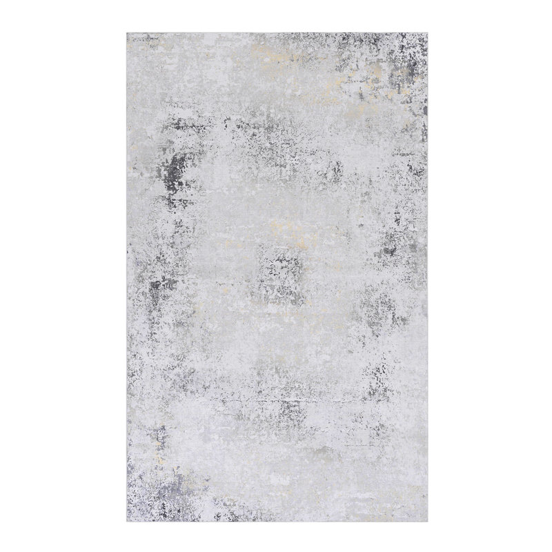 Area Rug, 5X8 , Washable Rug, Low-Pile, Non-Slip, Non-Shedding, Foldable, Kid & Pet Friendly - S For Living Room, Bedroom, Kitchen (Gray, 5' X 8')
