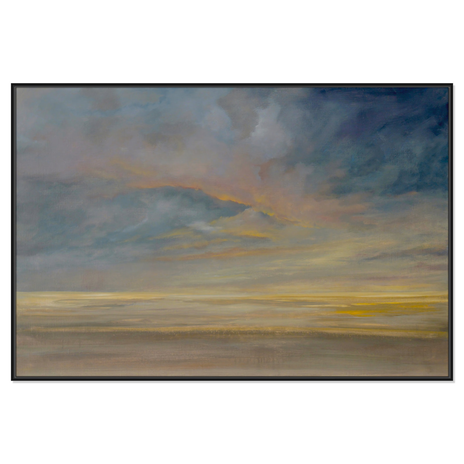 Saffi "Dawning Unrest" Painting, 41.5" H x 61.5" W, Espresso