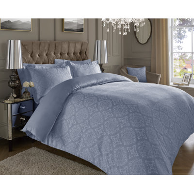 Rosner Cotton Blend Damask Duvet Cover Set with Pillowcases