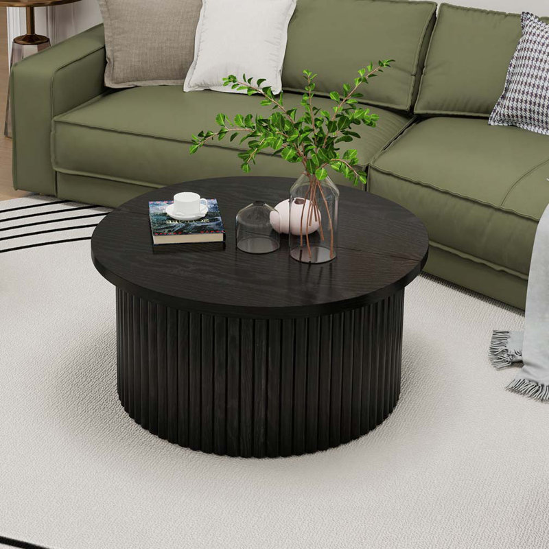 Table basse ronde avec espace de rangement, Noir