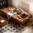 77.95"Brown Corduroy Solid Wood Adjustable Convertible Three Seat Sofabed Couch