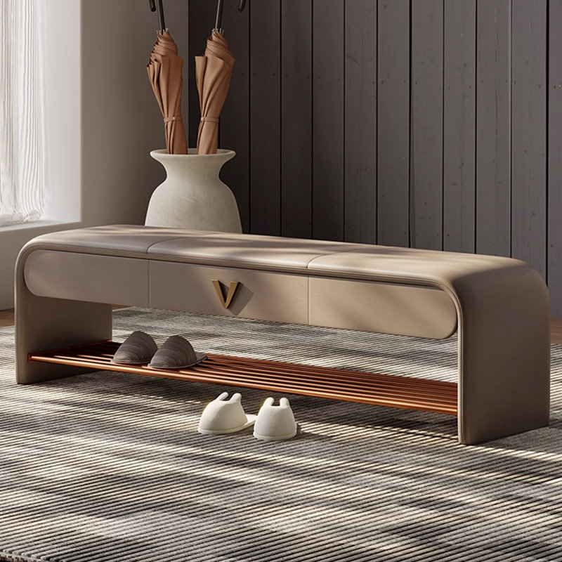 Banc de rangement rembourré pour chaussures, Kaki