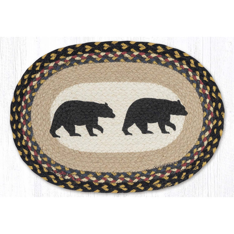  Napperon en jute tressé avec imprimé ours américain 13 po x 19 po
