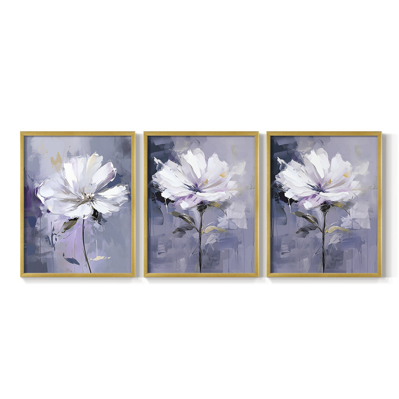 Étude florale CXLV -Set de 3 estampes giclées encadrées -Prêt à