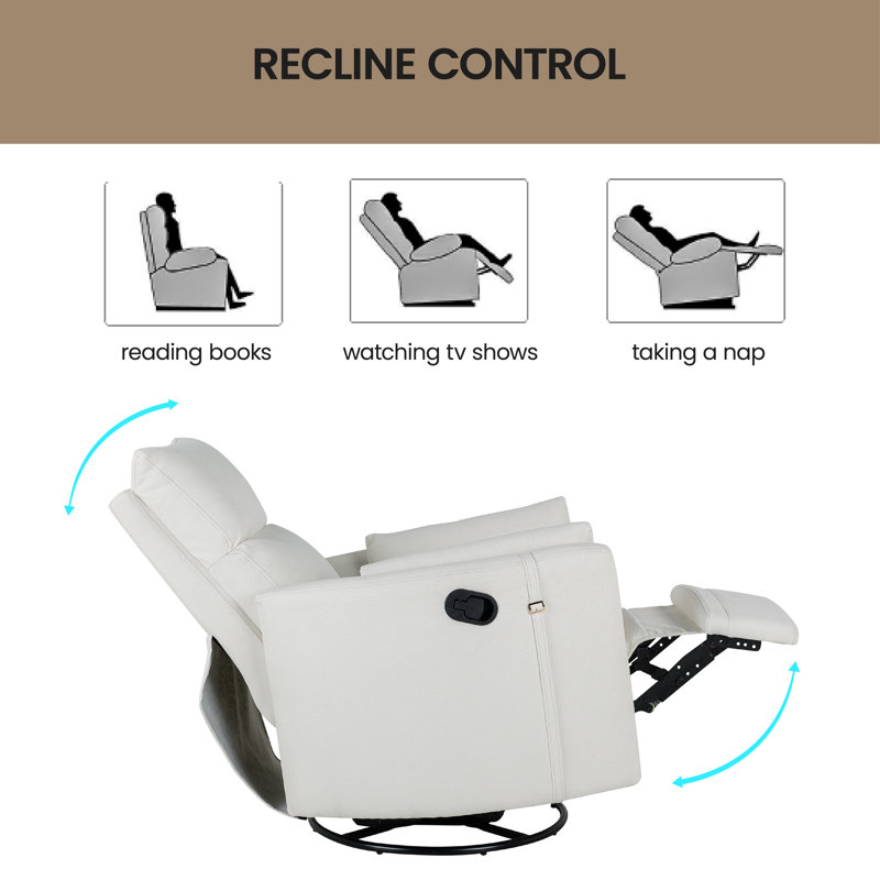 Fauteuil inclinable pivotant rembourré Emese, 100% lin beige