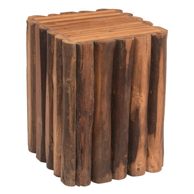 Rustic Square Reclaimed Teak Wood Nightstand for Farmhouse Bedroom