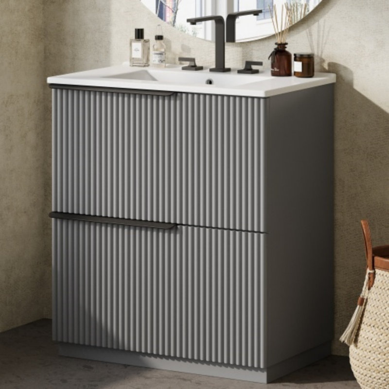 Meuble-lavabo de salle de bain 30 po, Gris