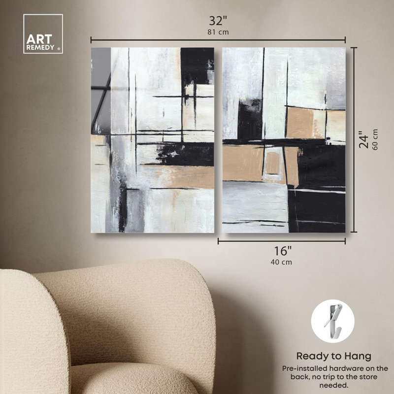 «Neutral Luxe Art», ensemble de 2 panneaux imprimés sur acrylique , H 24 po x l 32 po