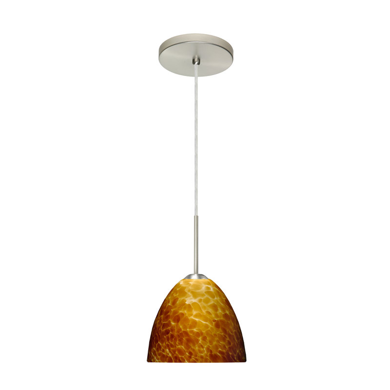 Ashwini 1 - Light Single Pendant, Satin Nickel, Amber Cloud, LED