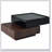Multi-functional Square 360°Rotating Coffee Table with 2 Drawers, High Gloss 2-Tier Centre Table