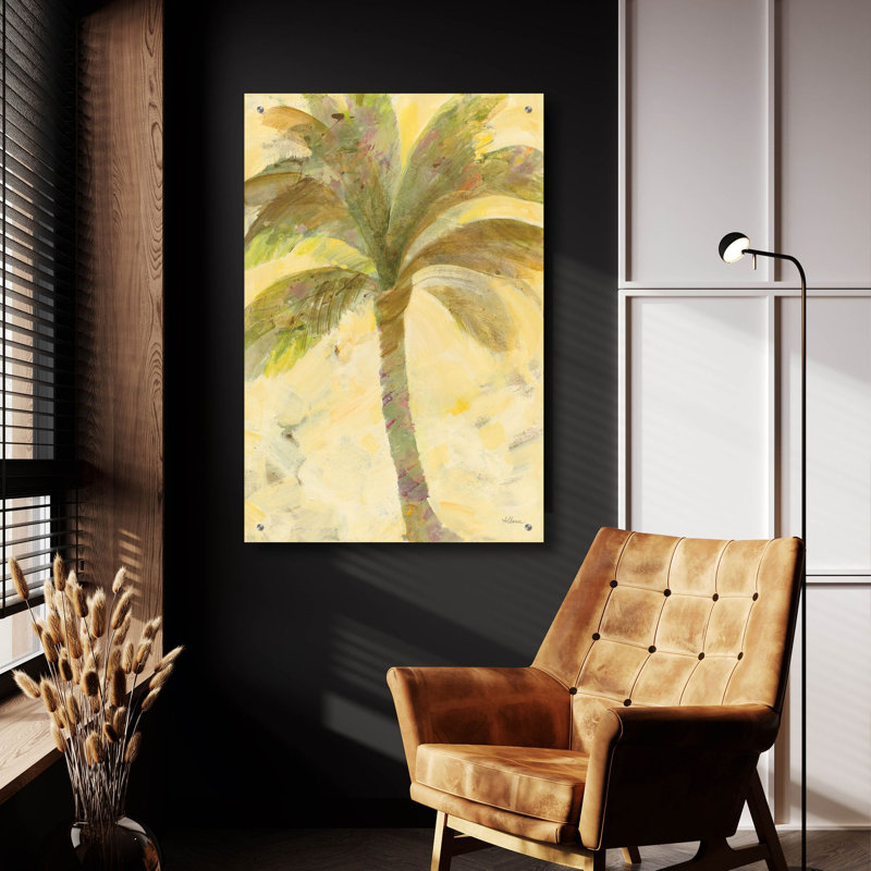 «Under The Palm» par Albena Hristova, art mural en verre acrylique, H 36 po x l 24 po x P 0,2 po