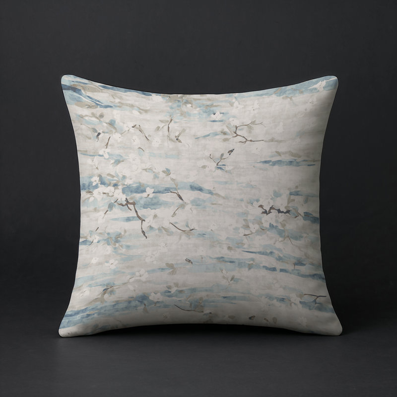 Coussin décoratif intérieur / extérieur gris Modern Modern, Gris / bleu abstrait 1, Carré 16 po