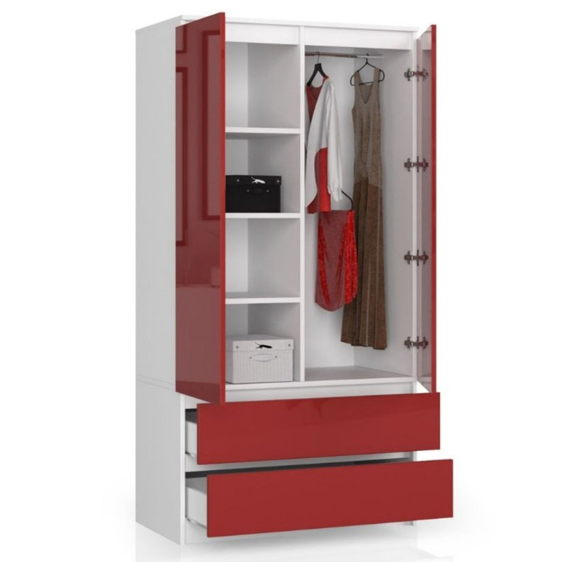 Phoebe 2 Door Wardrobe, Red Gloss