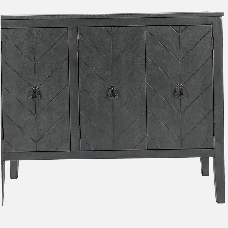 U-Style Adjustable Shelf Storage Side Cabinet, with 3 Retro Metal Handles and 4 Pine Legs, Suitable for Entrances, Living Rooms, Studies, Dining Rooms