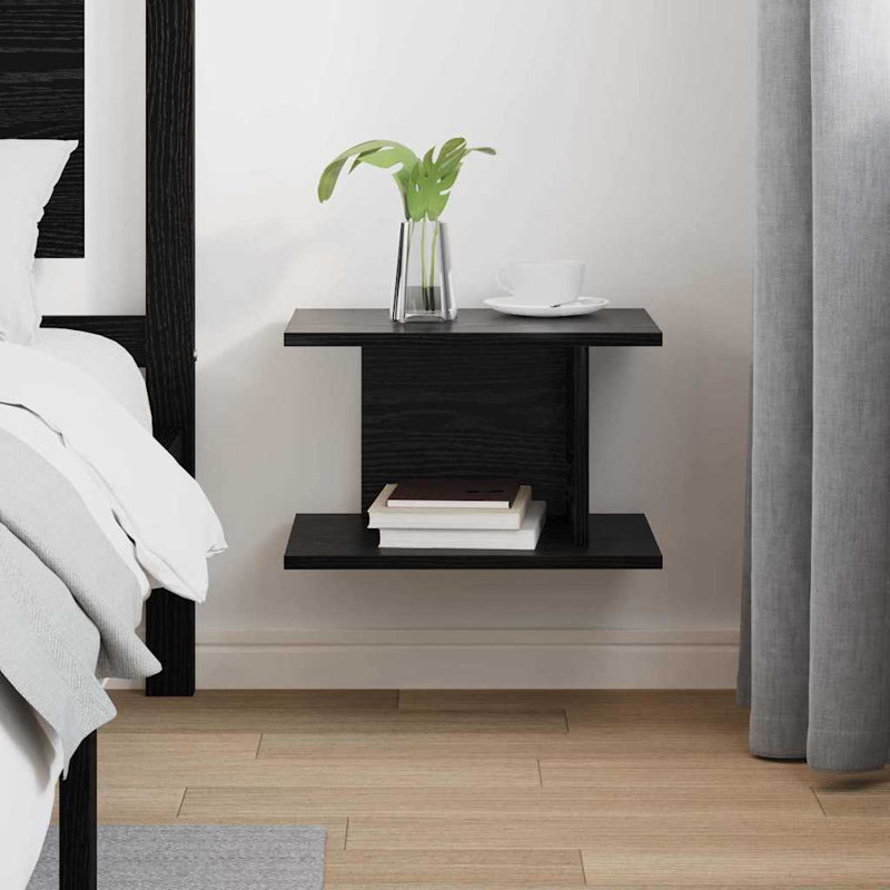 40cm W Manufactured Wood Bedside Table, Black