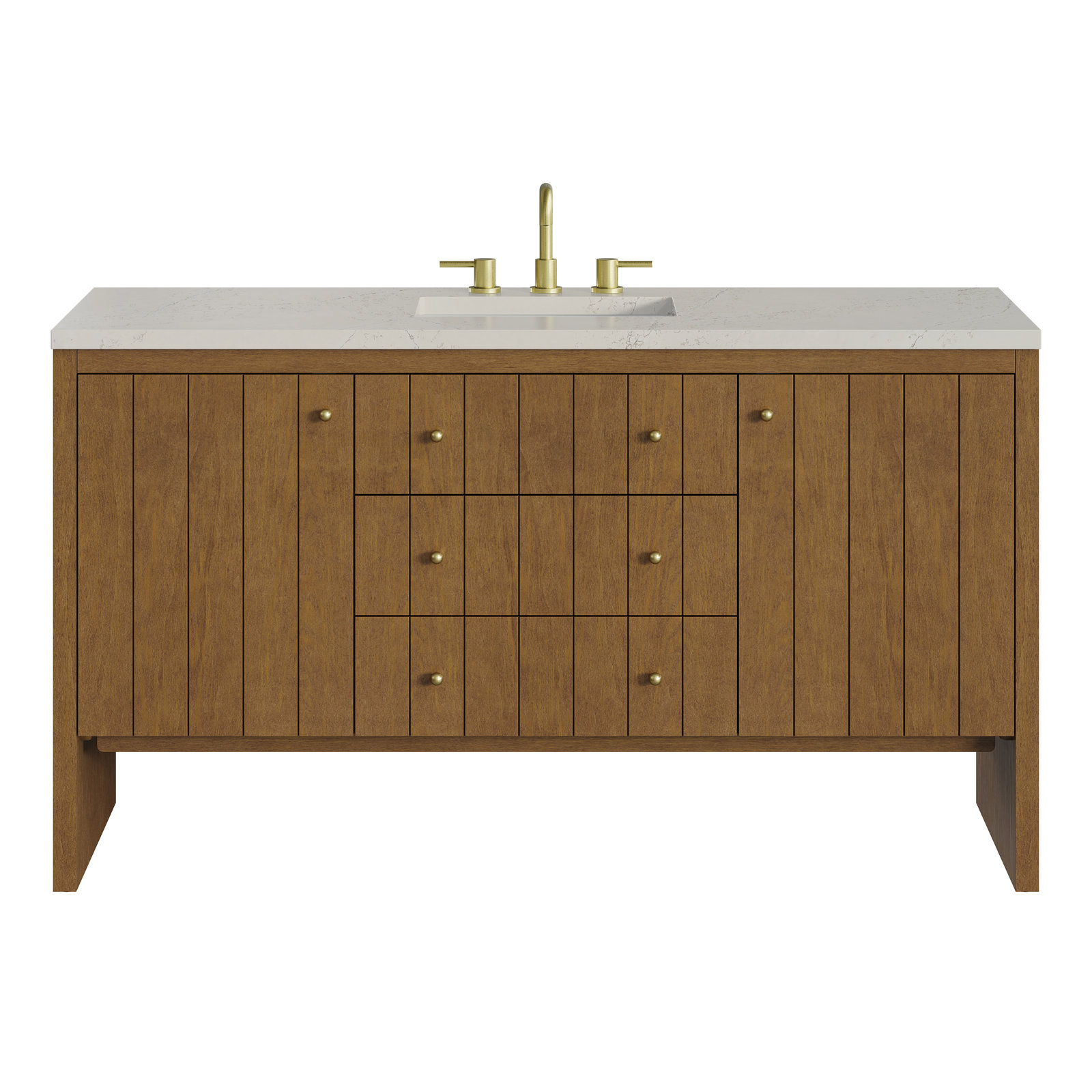 Hudson 60" Single Bathroom Vanity, Honey Oak, Siberian