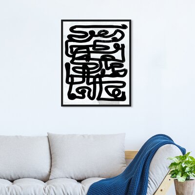 Modern Brush Stroke Lines and Swirls Contemporary Framed Canvas Graphic Art for Living Room -  Oliver Gal, 42667_16x20_CANV_BFL_VARN