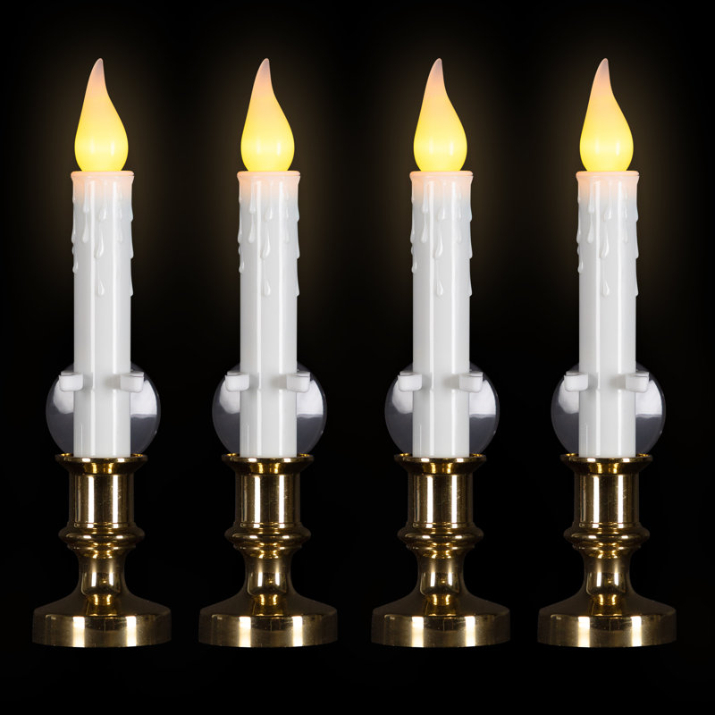 Flickering LED Window Candles With Timer - 8.5" - White - Set Of 6, 4