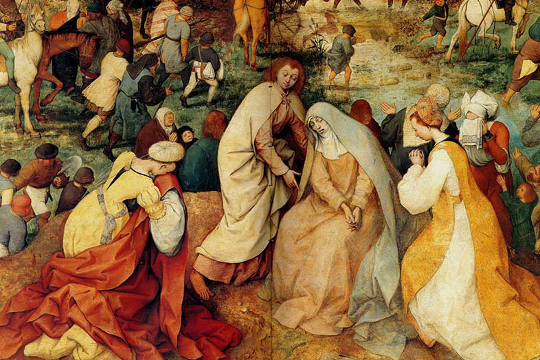 « procession to cavalerie » par pieter bruegel, reproduction d’art, H 44 po x l 66 po x P 1,5 po