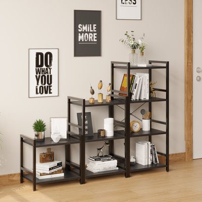 Petite bibliothèque et bibliothèque à 2 niveaux, bibliothèque industrielle en métal, étagère de rangement de bibliothèque pour le salon, la chambre à coucher et le bureau personnel