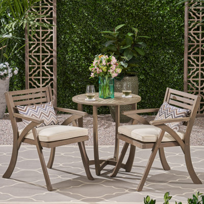 Round 2 - Person 28" Long Bistro Set with Cushions