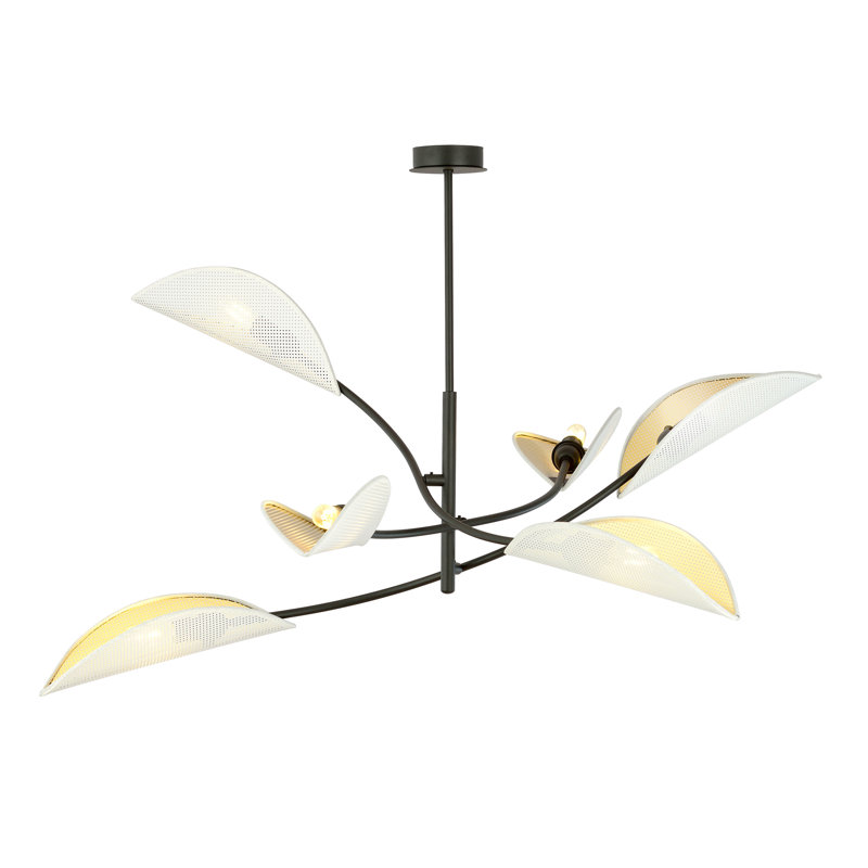 6 - Light Chandelier, White/Gold