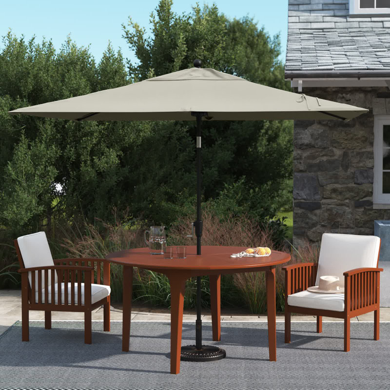 Natalie 103'' x 78'' Rectangular Market Umbrella, Black Sapphire, Canvas Natural Sunbrella® Canvas