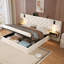 Upholstered Ottoman Bed With Storage, Frame With Charging Station, Reading Light And Tufted Headboard