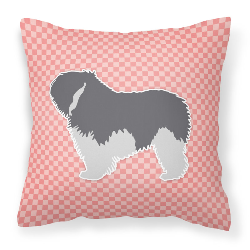 Coussin intérieur/extérieur Polish Lowland Sheepdog, H 18 po x l 18 po x P 3 po, Rose