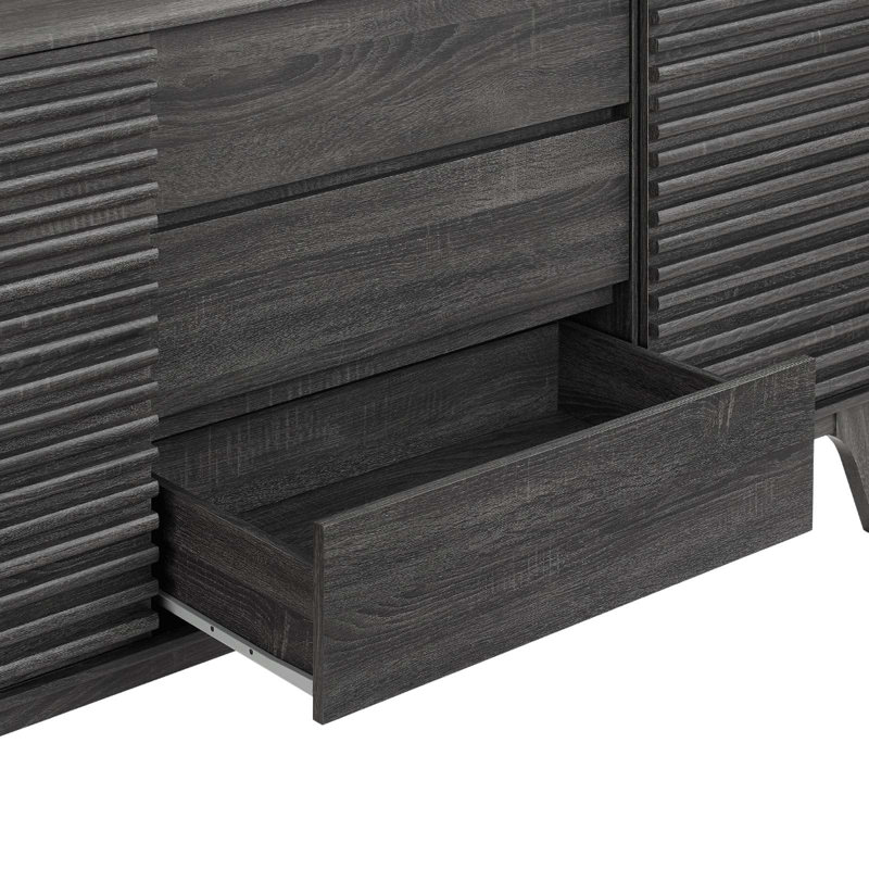 Charcoal 63" Mid-Century Modern Sideboard Buffet Table with Cabinet