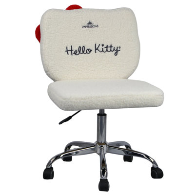 Chaise pivotante en sherpa Hello Kitty, fauteuil roulant sans accoudoirs à roulettes, hauteur réglable