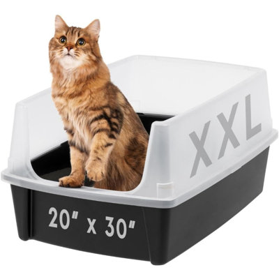 USA XX Cat Litter Box Open Top Extra Litter Box For Big Cats And Multi Cat Households Sided Scatter Shield Easy To Clean
