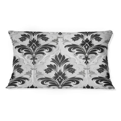 Coussin lombaire transitionnel noir et blanc damassé Glamour IV