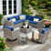 Baili 7 - Person Outdoor Wicker/Rattan Sectional Seating Group with Swivel Chairs, Modern Modular Conversation Set with Cushions