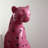 Pink Leopard Shaped Fiberglass Decorative Object